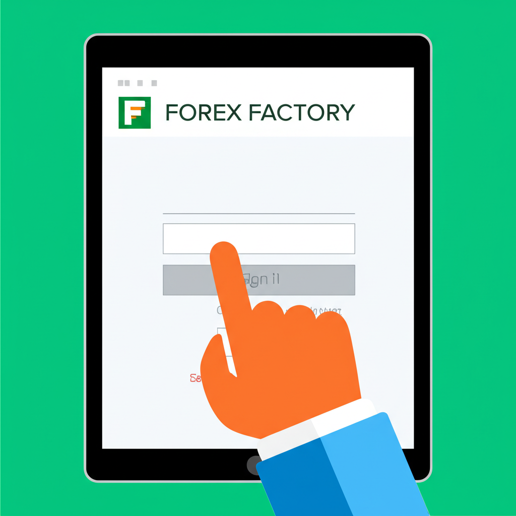 ภาพประกอบขั้นตอนการล็อกอินเข้าสู่เว็บไซต์ Forex Factory บนแท็บเล็ต