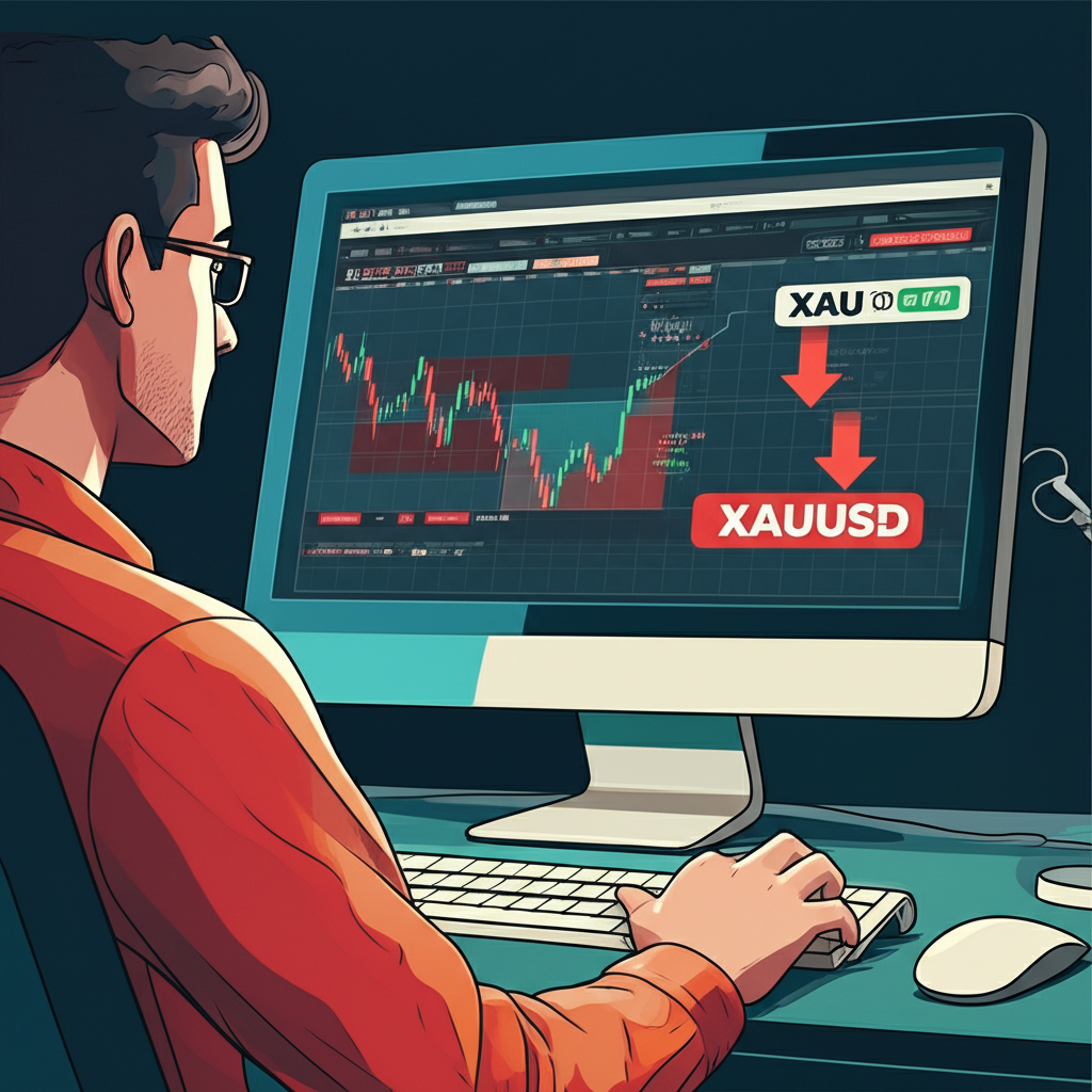 Person analyzing digital economic calendar on Forex Factory with high-impact news highlighted affecting gold XAUUSD price