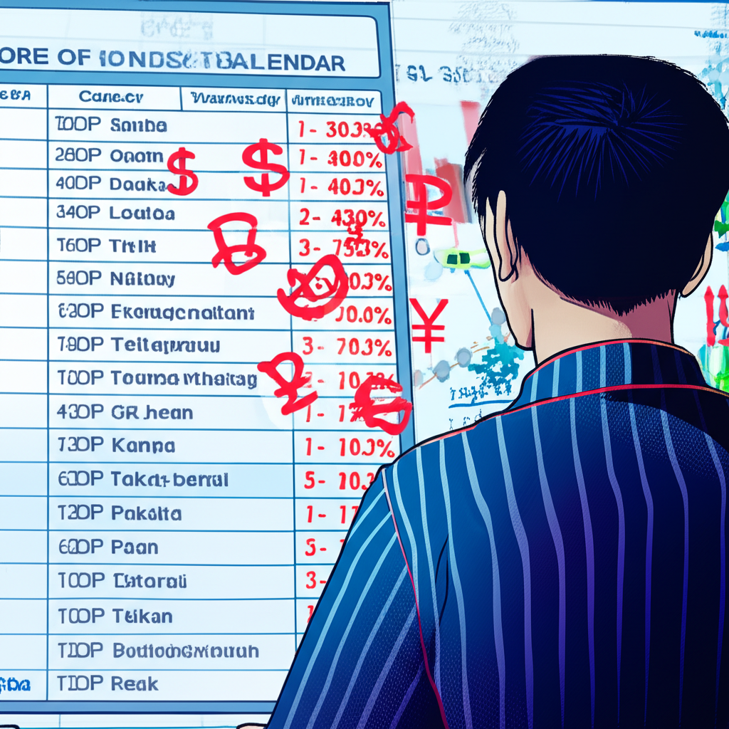ภาพประกอบนักลงทุนไทยกำลังดูปฏิทินข่าว Forex บนหน้าจอ ล้อมรอบด้วยสัญลักษณ์สกุลเงินและกราฟเศรษฐกิจ
