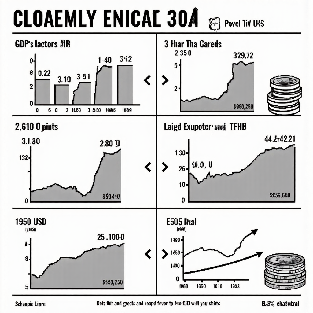A detailed illustration depicting various economic indicators like GDP charts inflation graphs and employment figures influencing currency exchange rates with a clear USD to THB flow