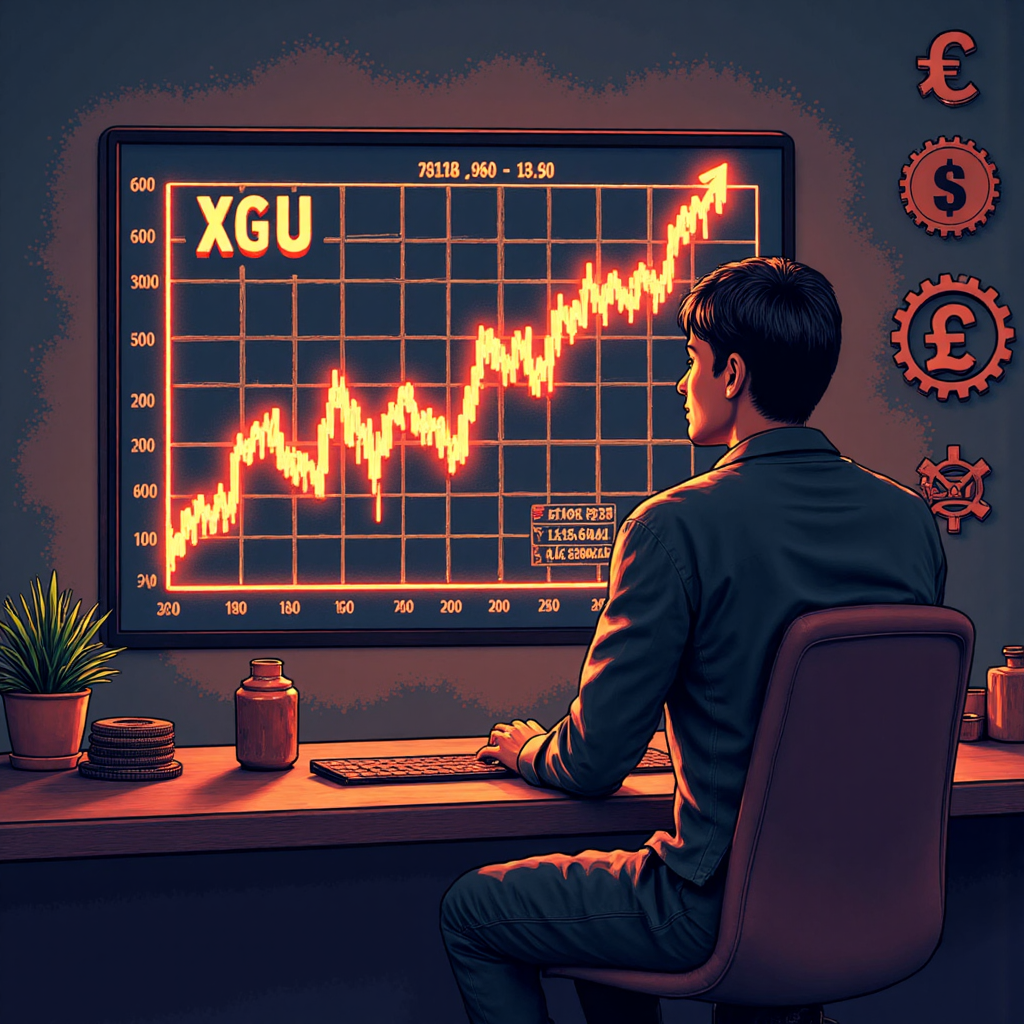 An illustration of a wise Thai analyst pointing towards a glowing XAUUSD chart surrounded by stylized global economic symbols like gears and currency signs with a soft warm light