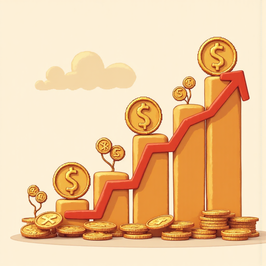 illustration of thai consumer price index graph with golden coins and baht symbols incorporated in a subtle economic theme warm color palette soft lighting